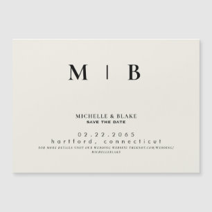Einfaches & elegantes Monogramm Beige Save the Dat Magneteinladung