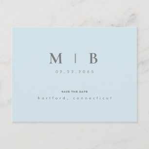 Einfaches & elegantes Monogramm Himmel Speichern S Ankündigungspostkarte