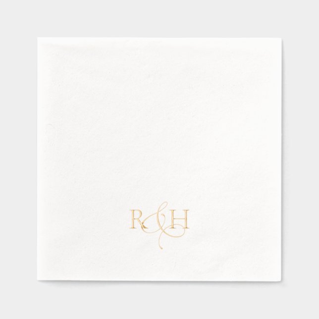 Einfaches Elegantes Monogramm Hochzeit Servietten Mit Folie (Vorderseite)