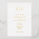 Einfaches, elegantes Monogramm-HochzeitGold Folieneinladung<br><div class="desc">Diese schicke reale Goldfolie minimalistisch Hochzeitseinladung kann mit Ihren Monogramm-Initialen personalisiert werden,  sowie mit den Informationen über den Hochzeitstag. Entwickelt von Thisisnotme©</div>
