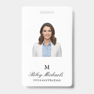 Einfaches elegantes Monogramm-Namensschild Ausweis
