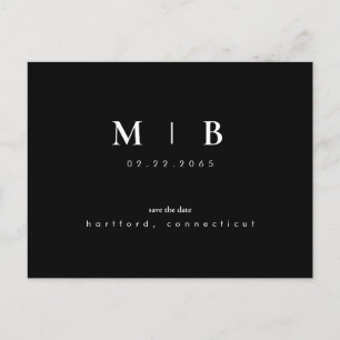 Einfaches & elegantes Monogramm Schwarz Save the D Ankündigungspostkarte