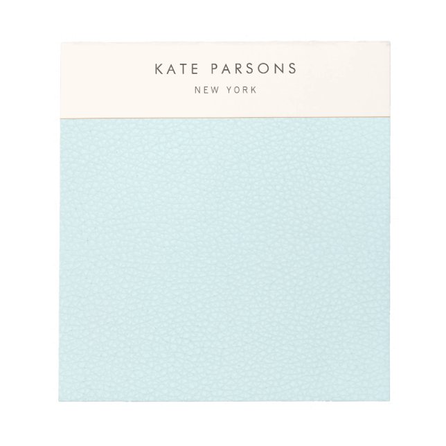 Einfaches elegantes Pastel Blue Leather Border Not Notizblock (Vorderseite)