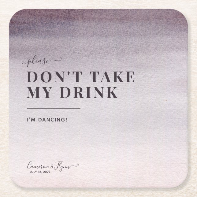 Einfaches elegantes Plum Ombre Wassercolor Hochzei Rechteckiger Pappuntersetzer (Vorderseite)