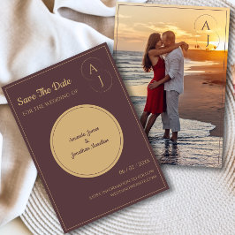 Einfaches elegantes Prurple-Gold-Foto Save the Dat Einladung