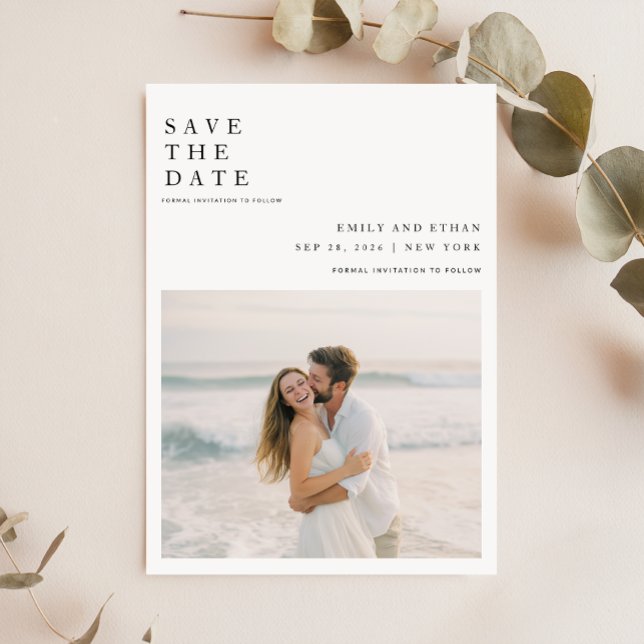 Einfaches elegantes QR-Foto für Hochzeiten Save The Date (Von Creator hochgeladen)