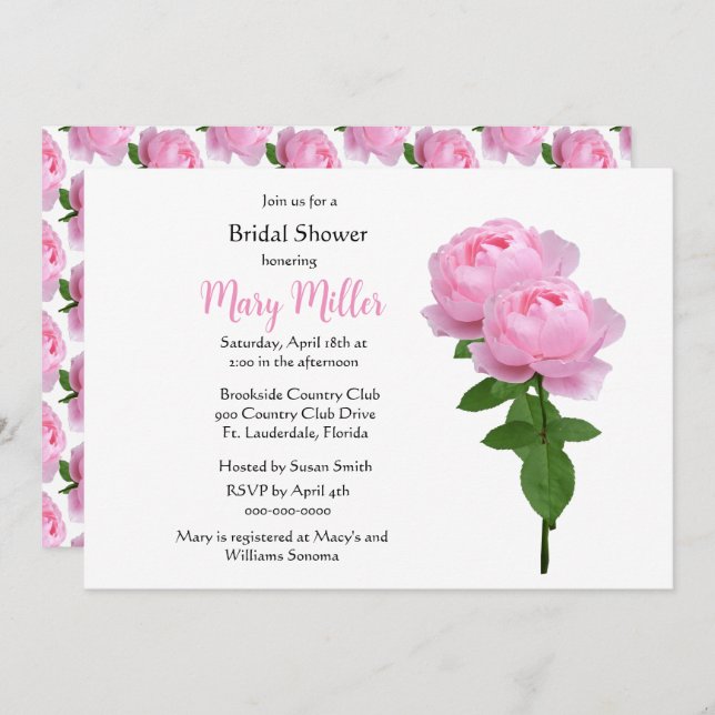 Einfaches elegantes Rosa-Brautparty Einladung (Vorne/Hinten)