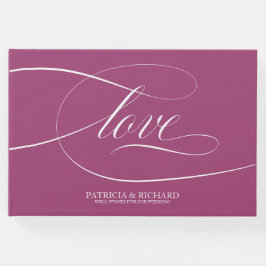Einfaches elegantes Rosa Cassis Wedding Gästebuch