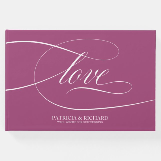 Einfaches elegantes Rosa Cassis Wedding Gästebuch (Vorderseite)