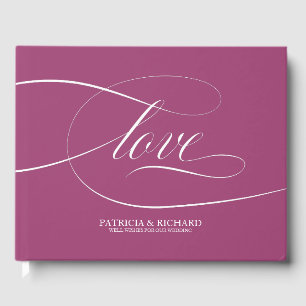 Einfaches elegantes Rosa Cassis Wedding Gästebuch