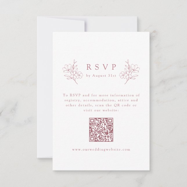 Einfaches elegantes Rosa Cherry Blossom QR Code Ho RSVP Karte (Vorderseite)