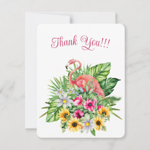 Einfaches Elegantes Rosa Flamingo & Tropische Blum Feiertagskarte