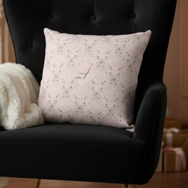Einfaches, elegantes, rosa Glitzer-Muster Monogram Kissen (Von Creator hochgeladen)