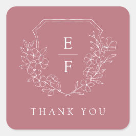 Einfaches elegantes rosa Kirschblossom Monogramm-W Quadratischer Aufkleber