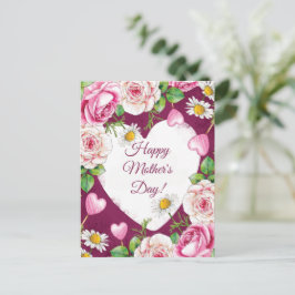 Einfaches Elegantes Rosa Natur Muttertags- Feiertagspostkarte