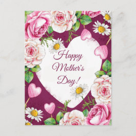 Einfaches Elegantes Rosa Natur Muttertags- Feiertagspostkarte