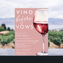 Einfaches elegantes Rosa Vino vor Vows Brautparty
