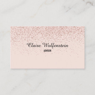 Einfaches Elegantes Roségold Glitter Schrift Visitenkarte