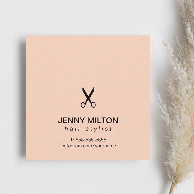 Einfaches elegantes Rosen-Schwarzes Scissor Quadratische Visitenkarte (Von Creator hochgeladen)