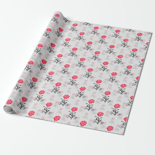 Einfaches elegantes rotes Blume-Muster Geschenkpapier