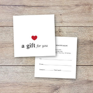 Einfaches elegantes rotes Herz-weißer Quadratische Visitenkarte