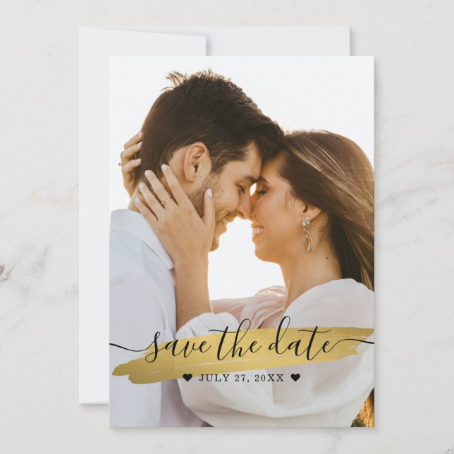 Einfaches elegantes rustikales Gold Save the Date  (Vorderseite)