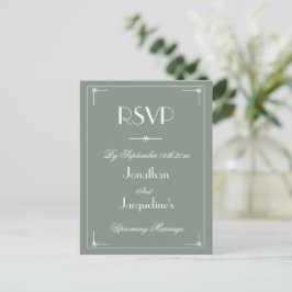 Einfaches elegantes Sage Green Classic Wedding RSV Einladungspostkarte