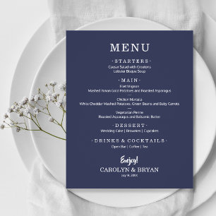 Einfaches elegantes Sapphire Blue Wedding Menü