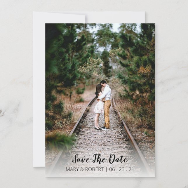 Einfaches elegantes, Save the Date Foto mit Fade V Einladung (Vorderseite)