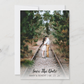 Einfaches Elegantes Save-The-Date-Foto mit vertika Einladung