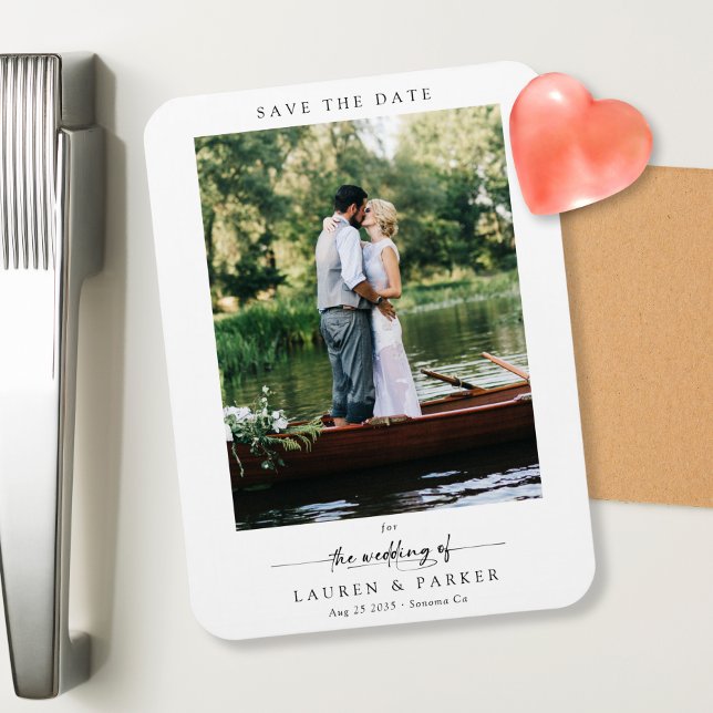 Einfaches Elegantes Save the Date Skript Hochzeits Magnet (Von Creator hochgeladen)