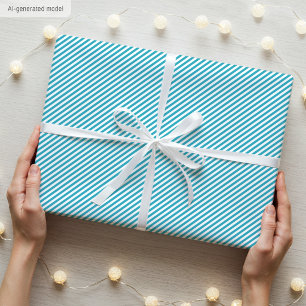 Einfaches elegantes schmales Streifenmuster Türkis Geschenkpapier