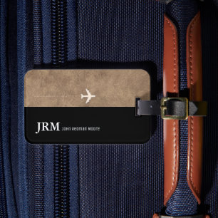 Einfaches Elegantes Schwarz Braun Flugzeug Gepäckanhänger