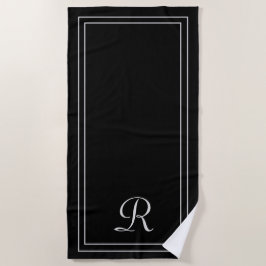 Einfaches elegantes Schwarz Monogram Beach Handtuc Strandtuch