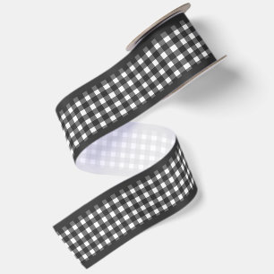Einfaches Elegantes Schwarz-Weiß-Cottagecore-Gingh Satinband