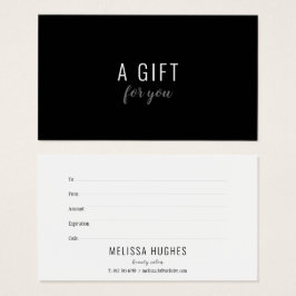 Einfaches elegantes Schwarz-Weiß-Geschenkgutschein