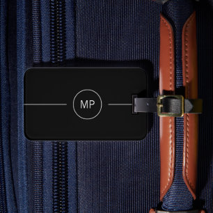 Einfaches elegantes Schwarz-Weiß-Monogramm Gepäckanhänger