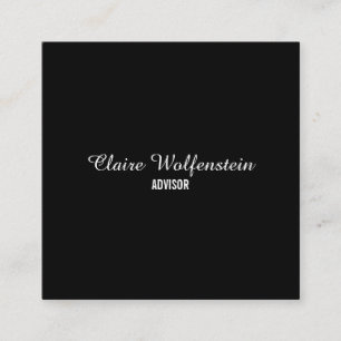 Einfaches Elegantes Schwarz-Weiß-Script Quadratische Visitenkarte