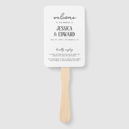 Einfaches elegantes Schwarz-weißes Hochzeitsprogra Fächer