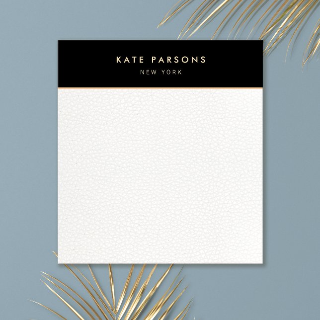 Einfaches elegantes Schwarz-weißes LederNotepad Notizblock (Von Creator hochgeladen)