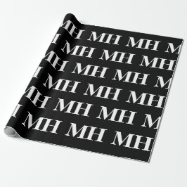 Einfaches elegantes Schwarz-weißes Monogramm Mit M Geschenkpapier
