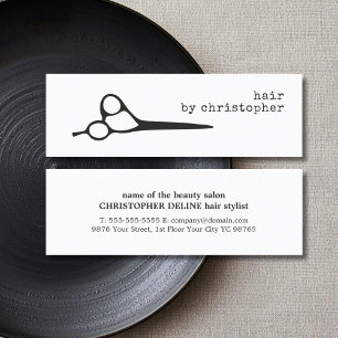 Einfaches elegantes Schwarz-weißes Scissor Mini Visitenkarte