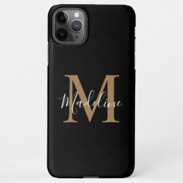 Einfaches elegantes Schwarzes Gold Modernes Monogr iPhone 11Pro Max Hülle
