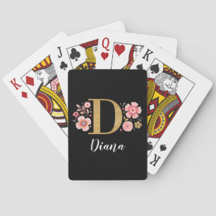 Einfaches Elegantes Schwarzes Gold Monogramm Spielkarten
