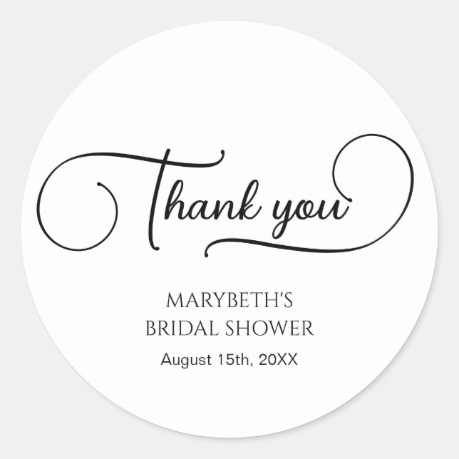 Einfaches elegantes Script-Brautparty Vielen Dank Runder Aufkleber (Vorderseite)