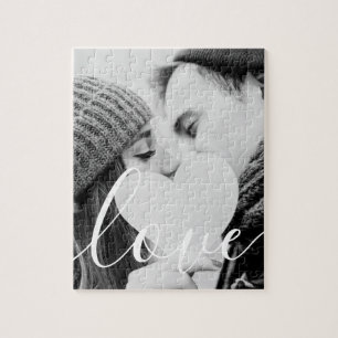 Einfaches elegantes Script Couple-Foto Puzzle