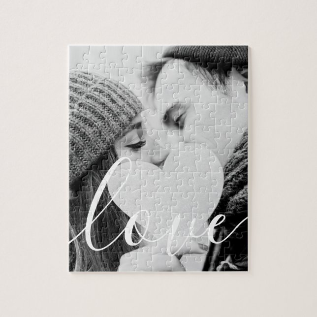 Einfaches elegantes Script Couple-Foto Puzzle (Vertikal)