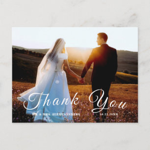 Einfaches, elegantes Script Custom Foto Wedding Da Postkarte