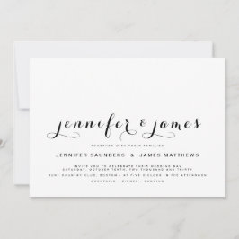 Einfaches, elegantes Script-Foto Moderne Hochzeit  Einladung