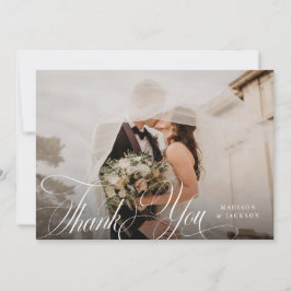 Einfaches elegantes Script-Hochzeitsskript-Horizon Dankeskarte
